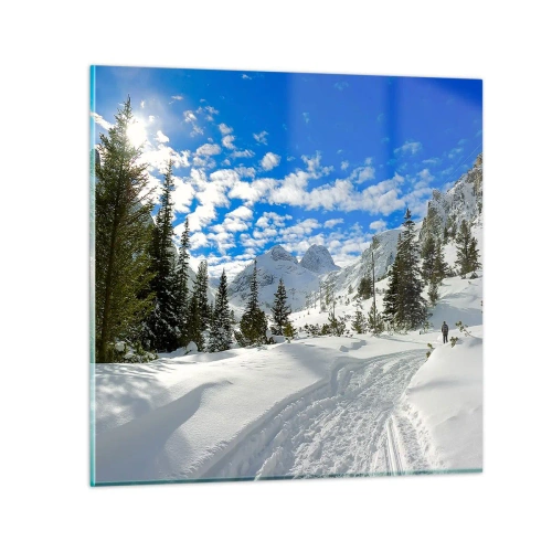 Schilderen op glas - In de sneeuw en in de zon - 50x50 cm