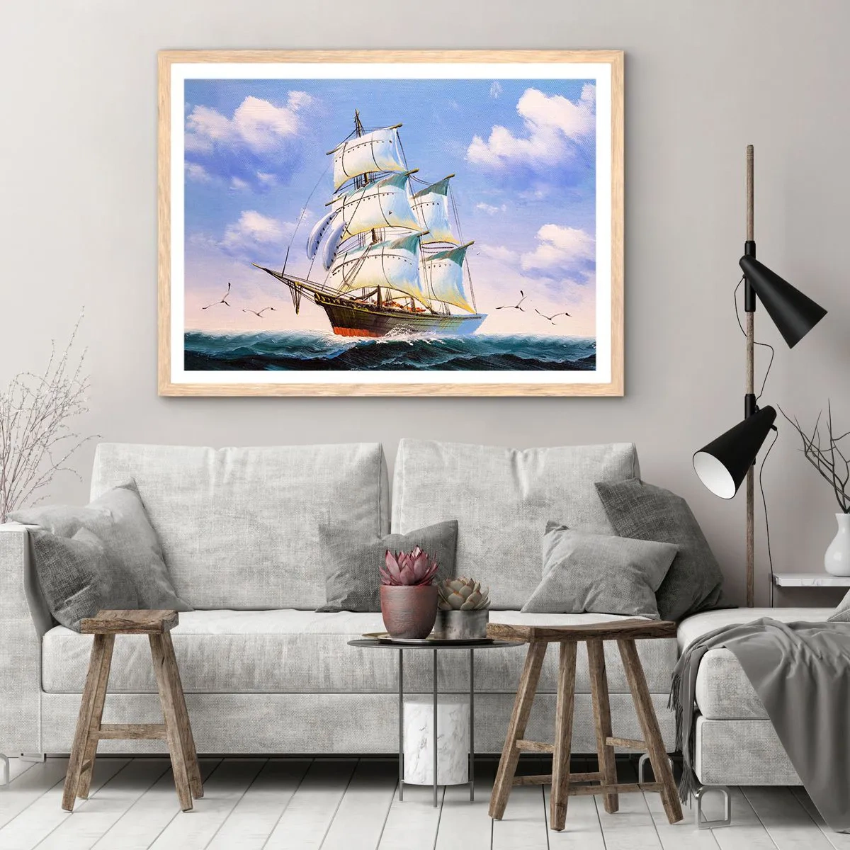 Een poster in een licht eiken lijst - Trots met de wind - 50x40 cm