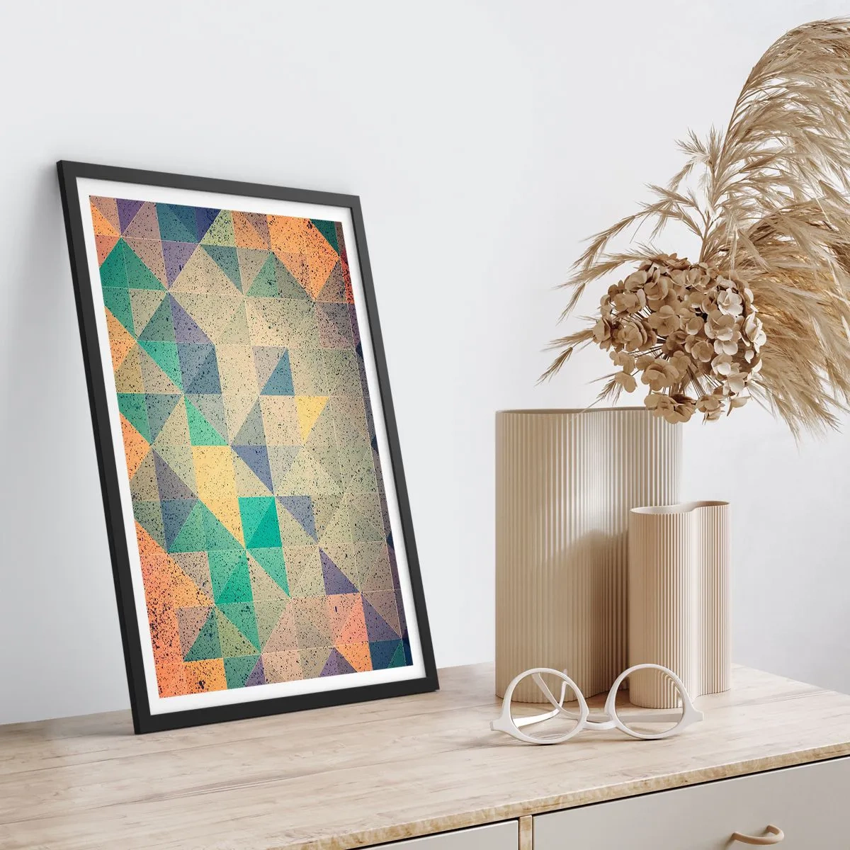 Poster in een zwarte lijst - Republiek van driehoeken - 40x50 cm