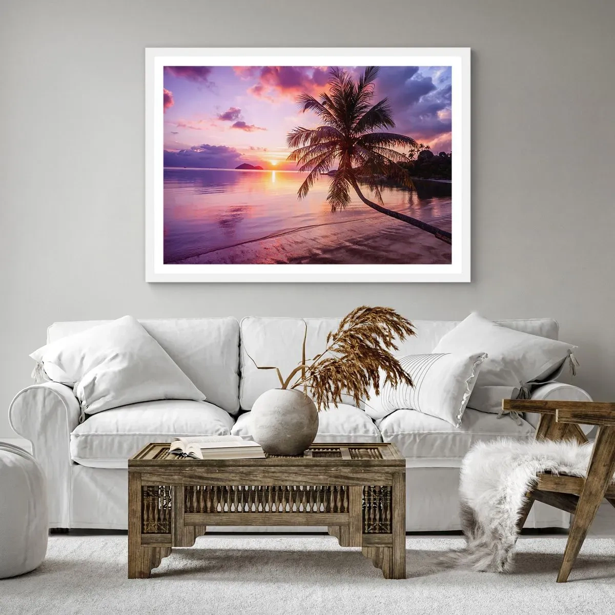 Poster in een witte lijst - Geluk tot aan de horizon - 100x70 cm