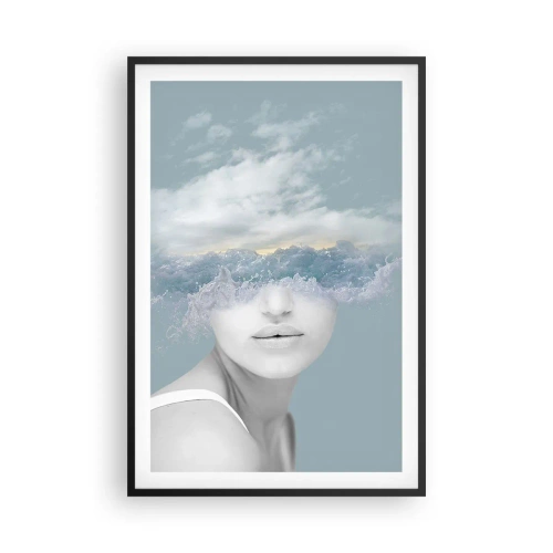 Poster in een zwarte lijst - Met hoofd in de wolken - 61x91 cm