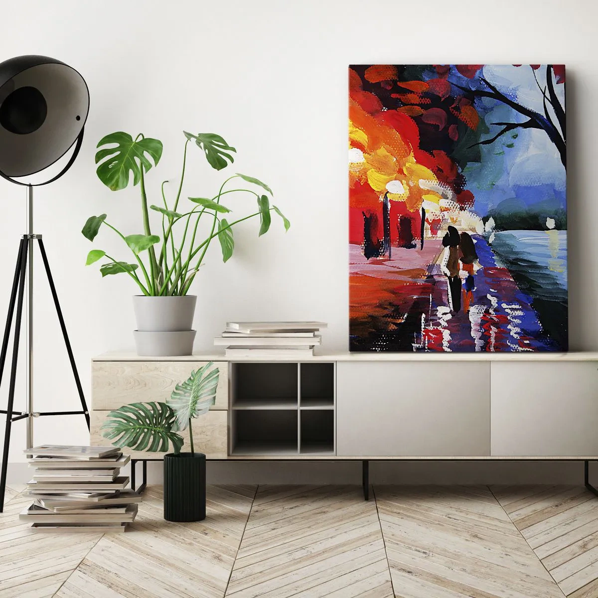 Schilderen op canvas - Brandende herfst in het park - 65x120 cm