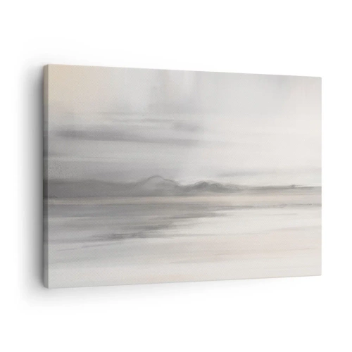 Schilderen op canvas - Een subtiel landschap in tinten grijs en beige - 70x50cm - Afstand in reflectie - Moderne wanddecoratie voor woonkamer en slaapkamer ARTTOR