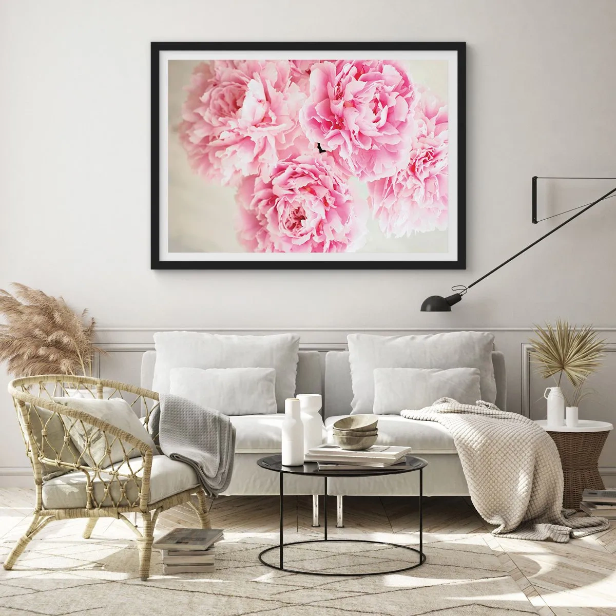 Poster in een zwarte lijst - In roze glamour - 50x40 cm