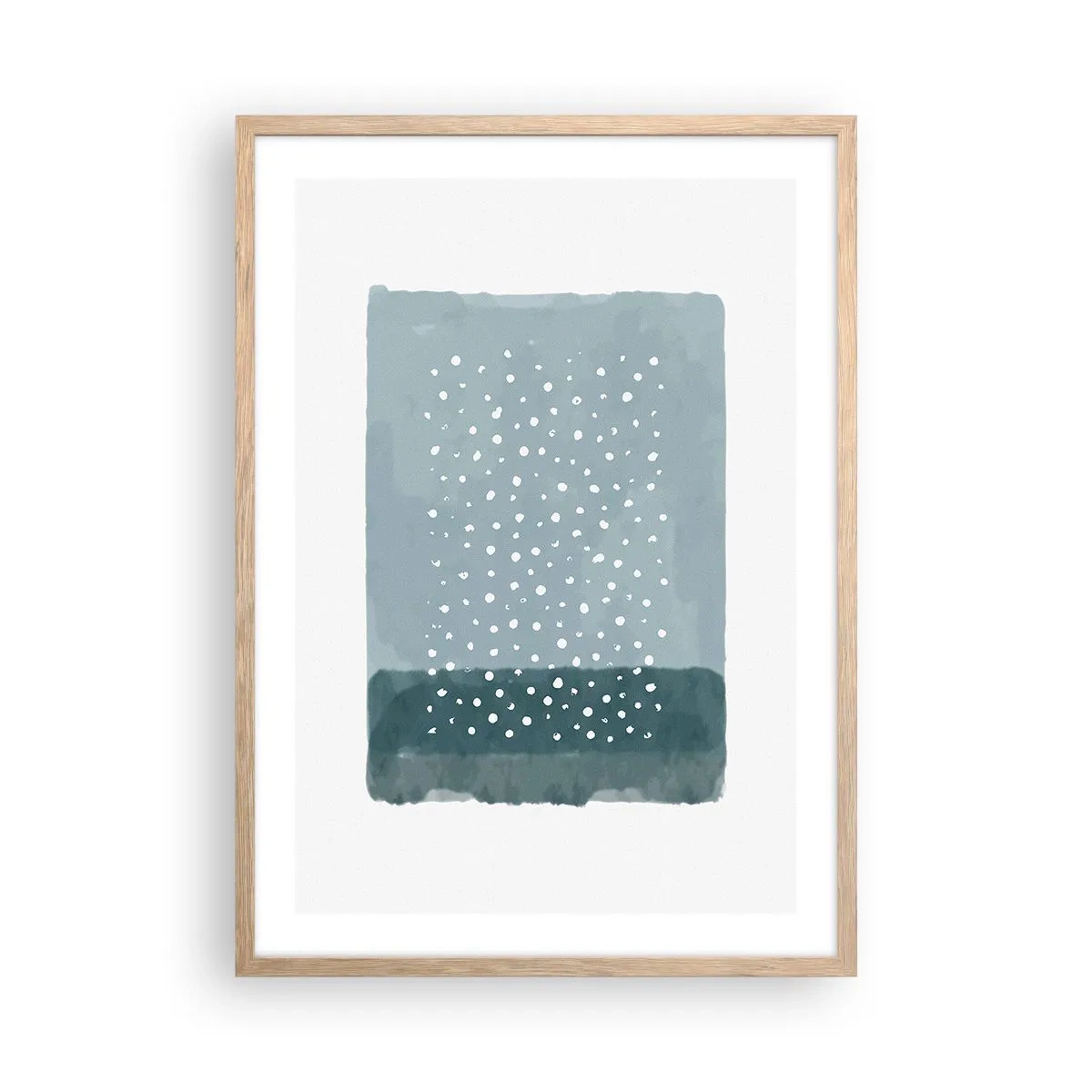 Een poster in een licht eiken lijst - Gegroeid op blauw - 50x70 cm