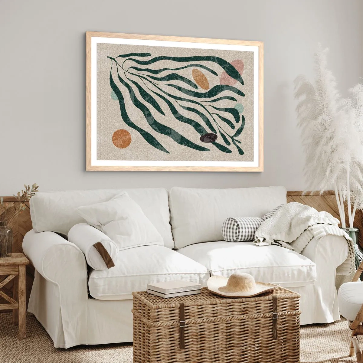 Een poster in een licht eiken lijst - Tussen het groen - 70x50 cm