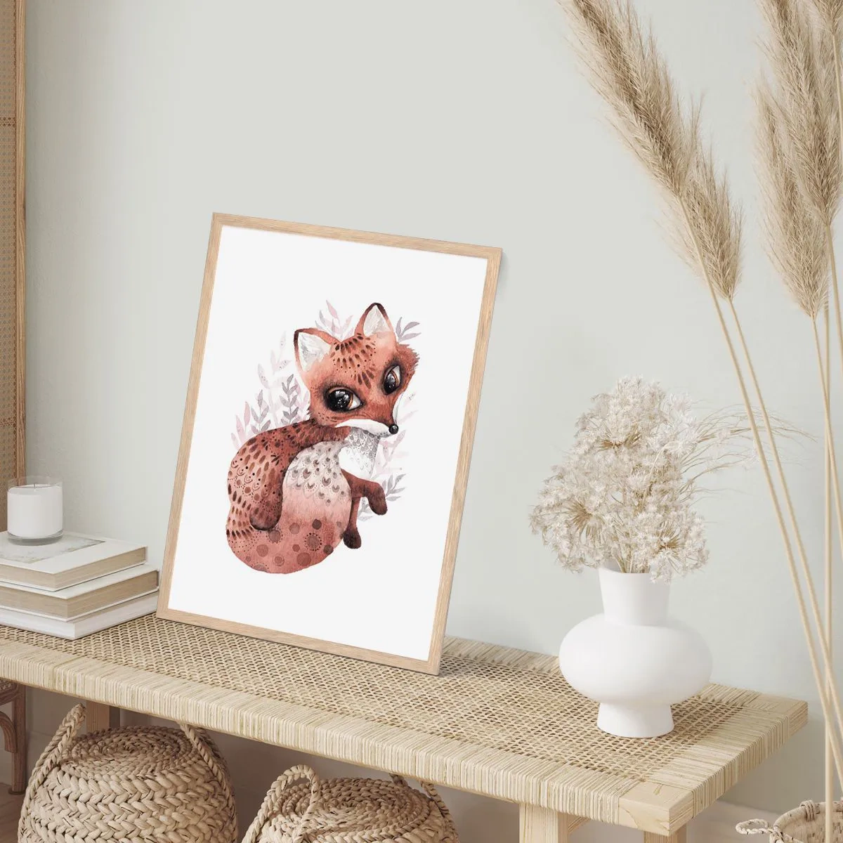 Een poster in een licht eiken lijst - Houd er gewoon van - 70x100 cm