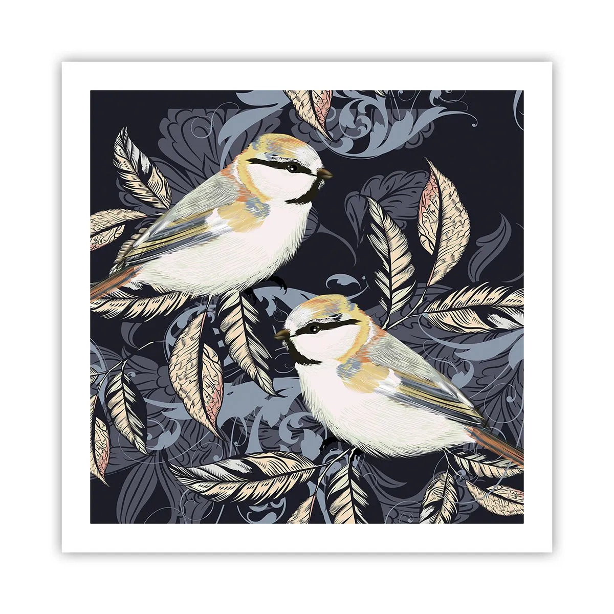 Poster - Geel-blauwe triller - 60x60 cm