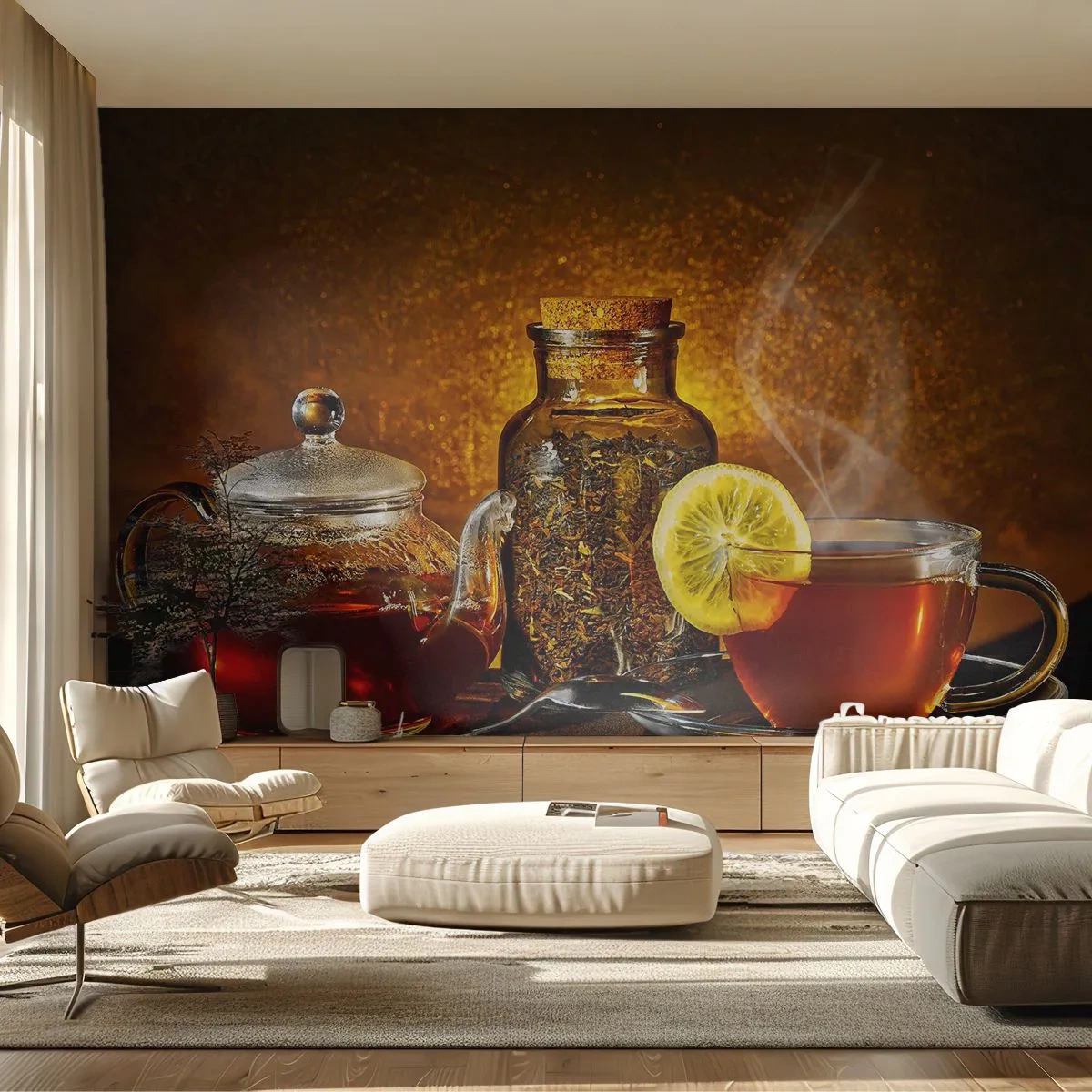 Fotobehang Premium Canvas - In de stijl van Hollandse meesters - Gastronomie, Thee, Theekopje - 250x175 cm