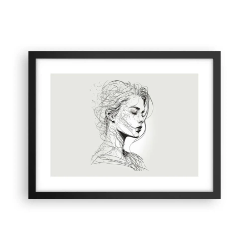 Poster in een zwarte lijst - Portret in gedachten - 40x30 cm