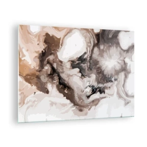 Schilderen op glas - Abstract patroon in tinten bruin, beige en wit - 70x50cm - De geboorte van een sterrenstelsel - Moderne wanddecoratie voor woonkamer en slaapkamer ARTTOR