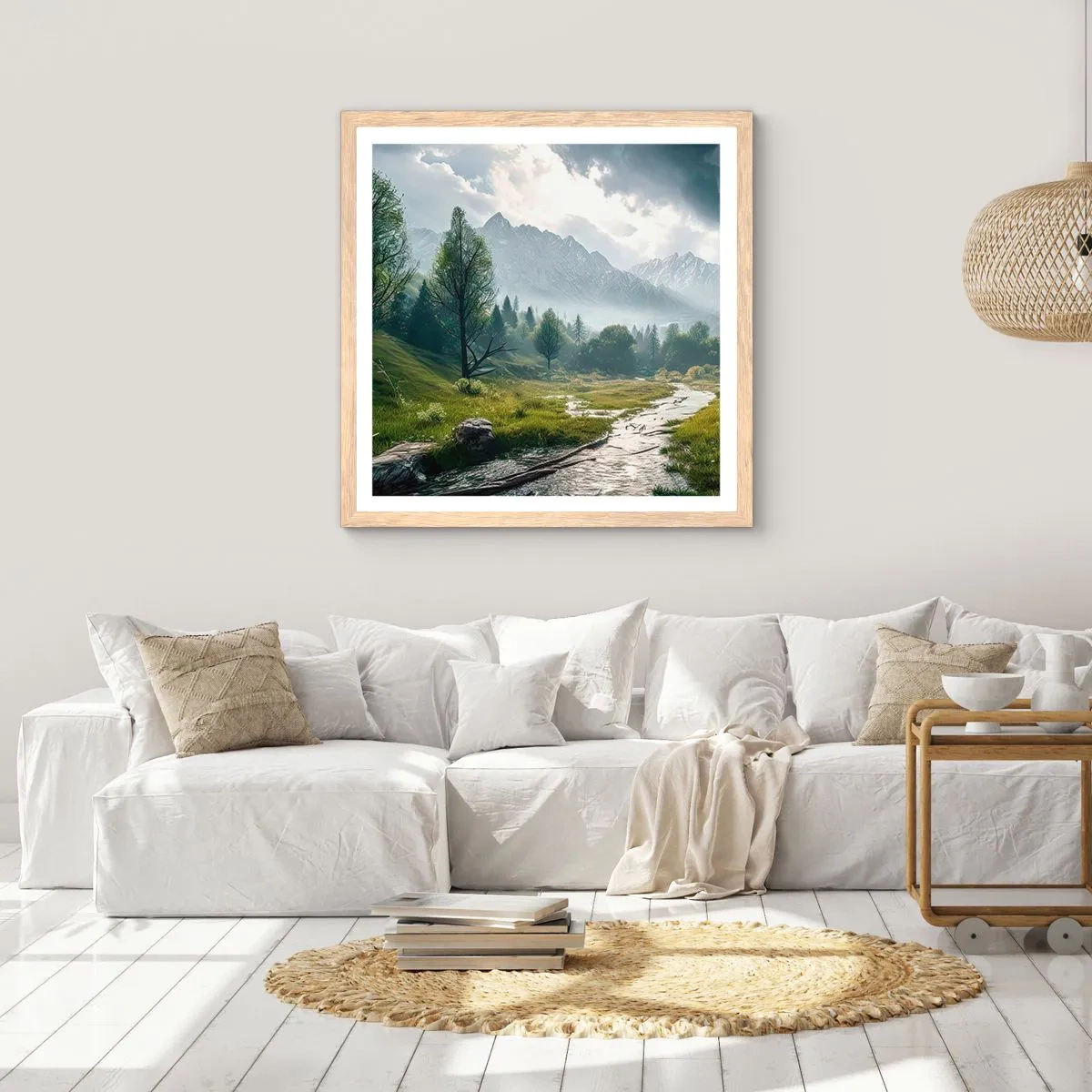 Een poster in een licht eiken lijst - Daarheen en terug - 30x30 cm