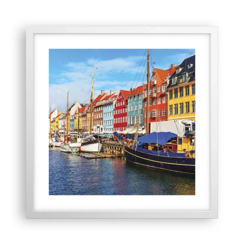 Poster in een witte lijst - Vrolijke werf - 40x40 cm