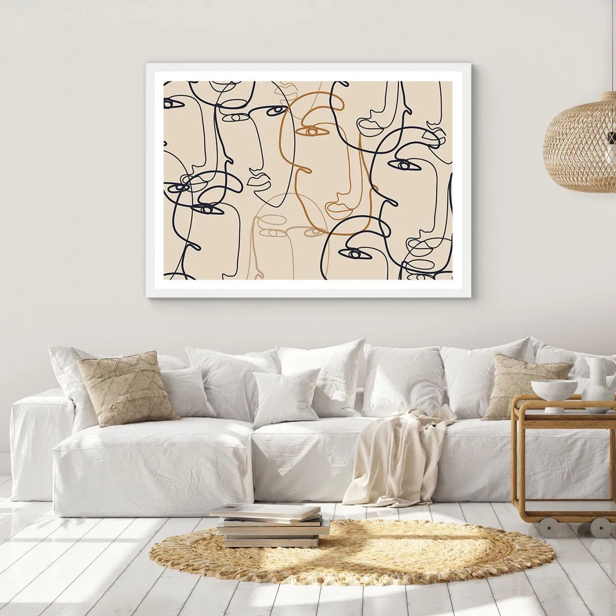 Poster in een witte lijst - Het portret is vermenigvuldigd - 100x70 cm