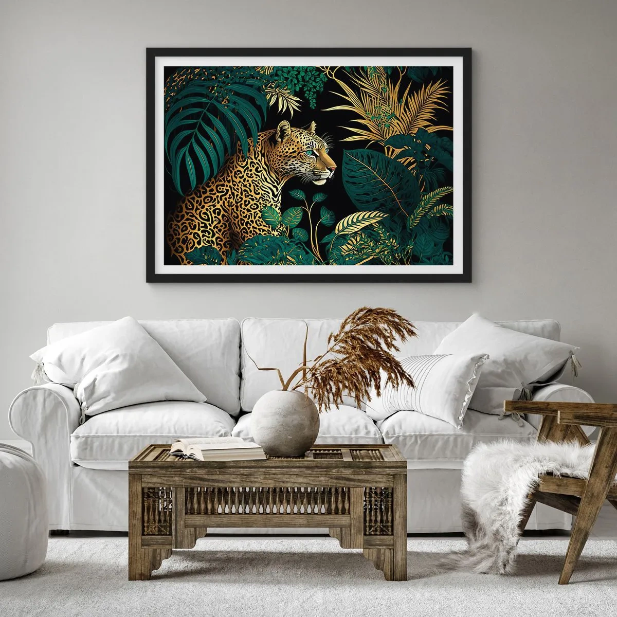 Poster in een zwarte lijst - Een gastheer in de jungle - 100x70 cm