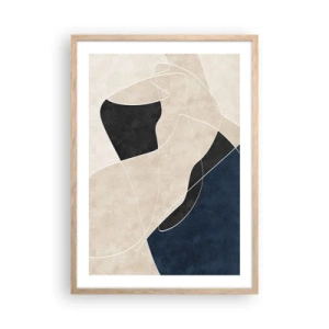 Een poster in een licht eiken lijst - Abstracte compositie – kleurcontrast - 50x70 cm