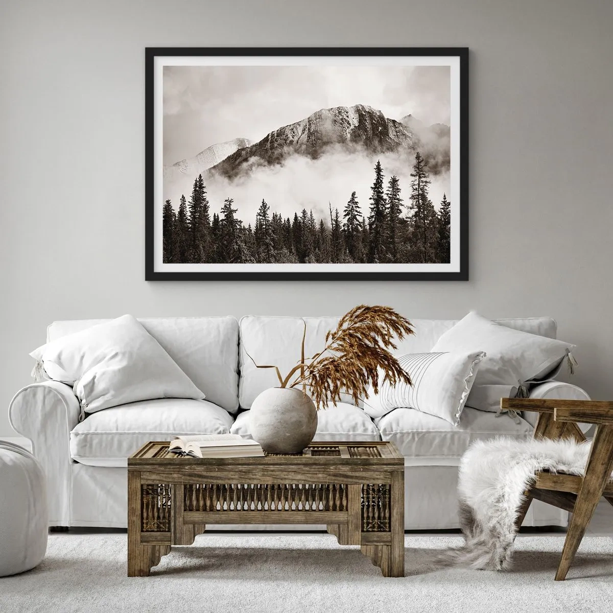Poster in een zwarte lijst - Granieten liniaal - 70x50 cm