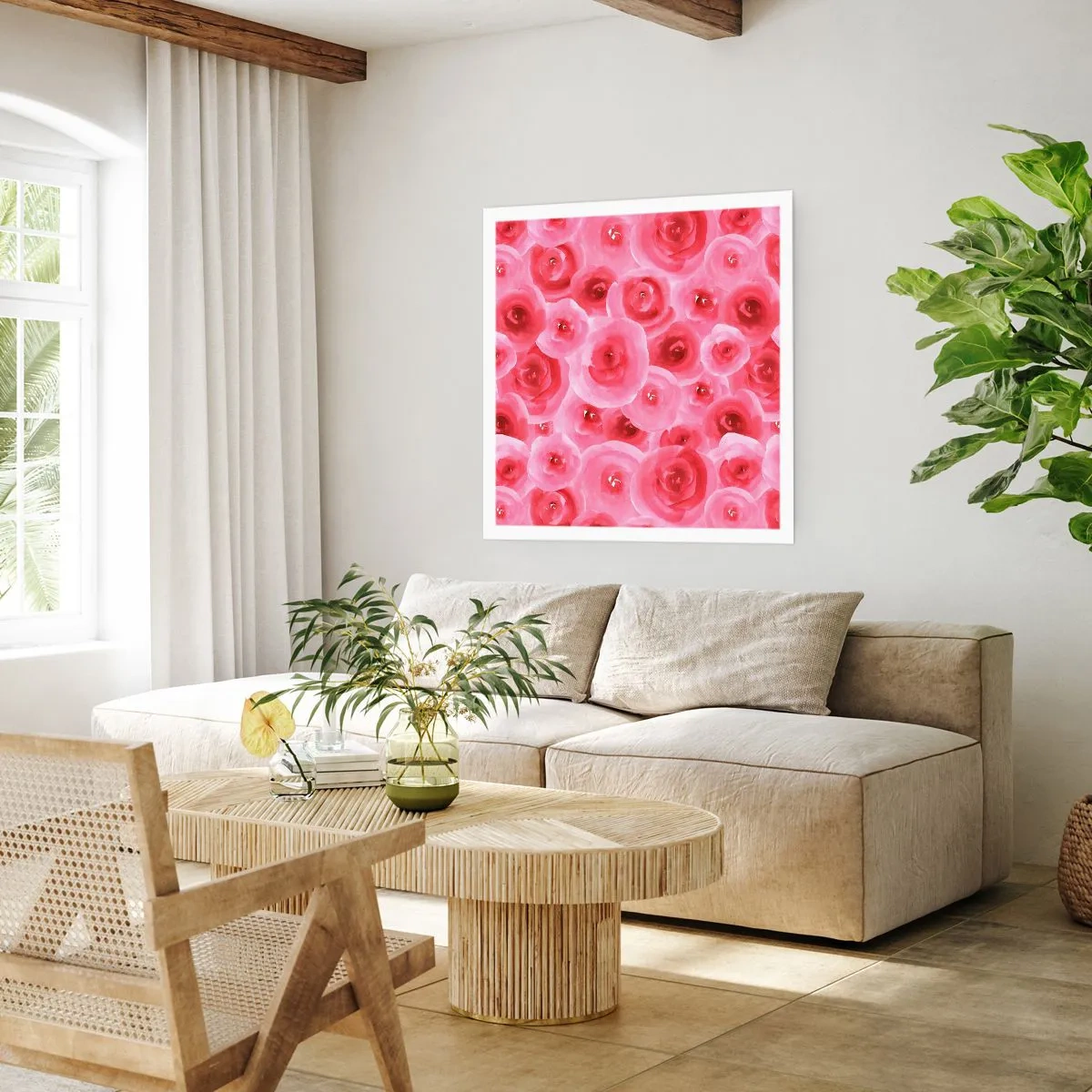 Poster - Rozen onder en boven - 50x50 cm