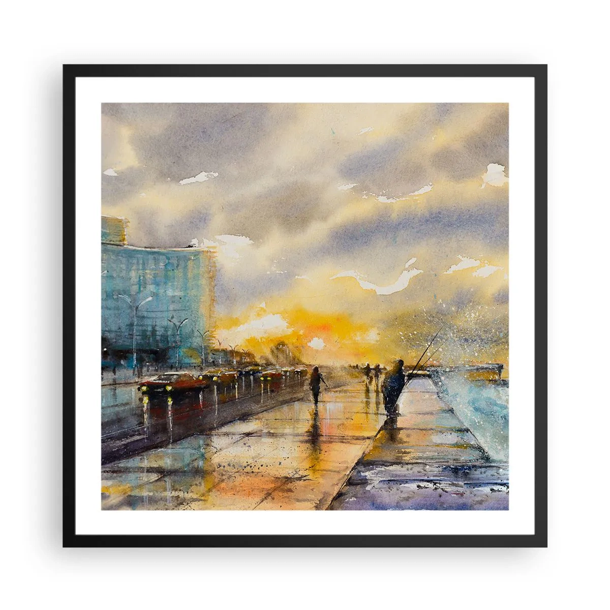 Poster in een zwarte lijst - Het leven aan de oever - 60x60 cm