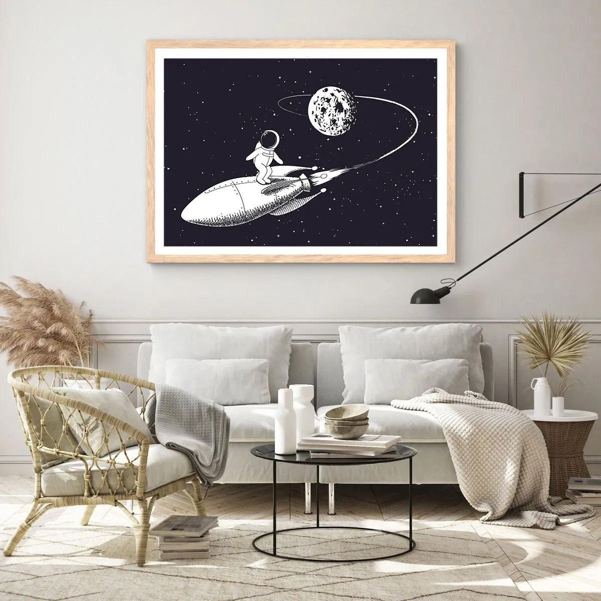 Een poster in een licht eiken lijst - Spacesurfer - 70x50 cm