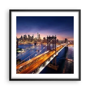 Poster in een zwarte lijst - Een stralende brug naar het hart van de stad - 50x50 cm