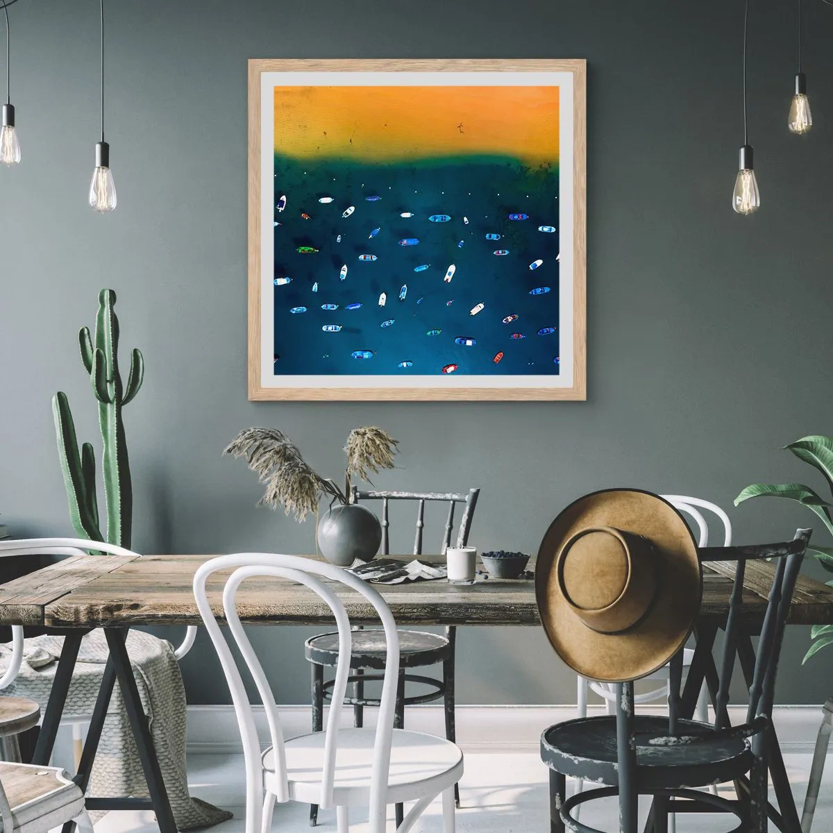Een poster in een licht eiken lijst - Vakantie spel - 30x30 cm