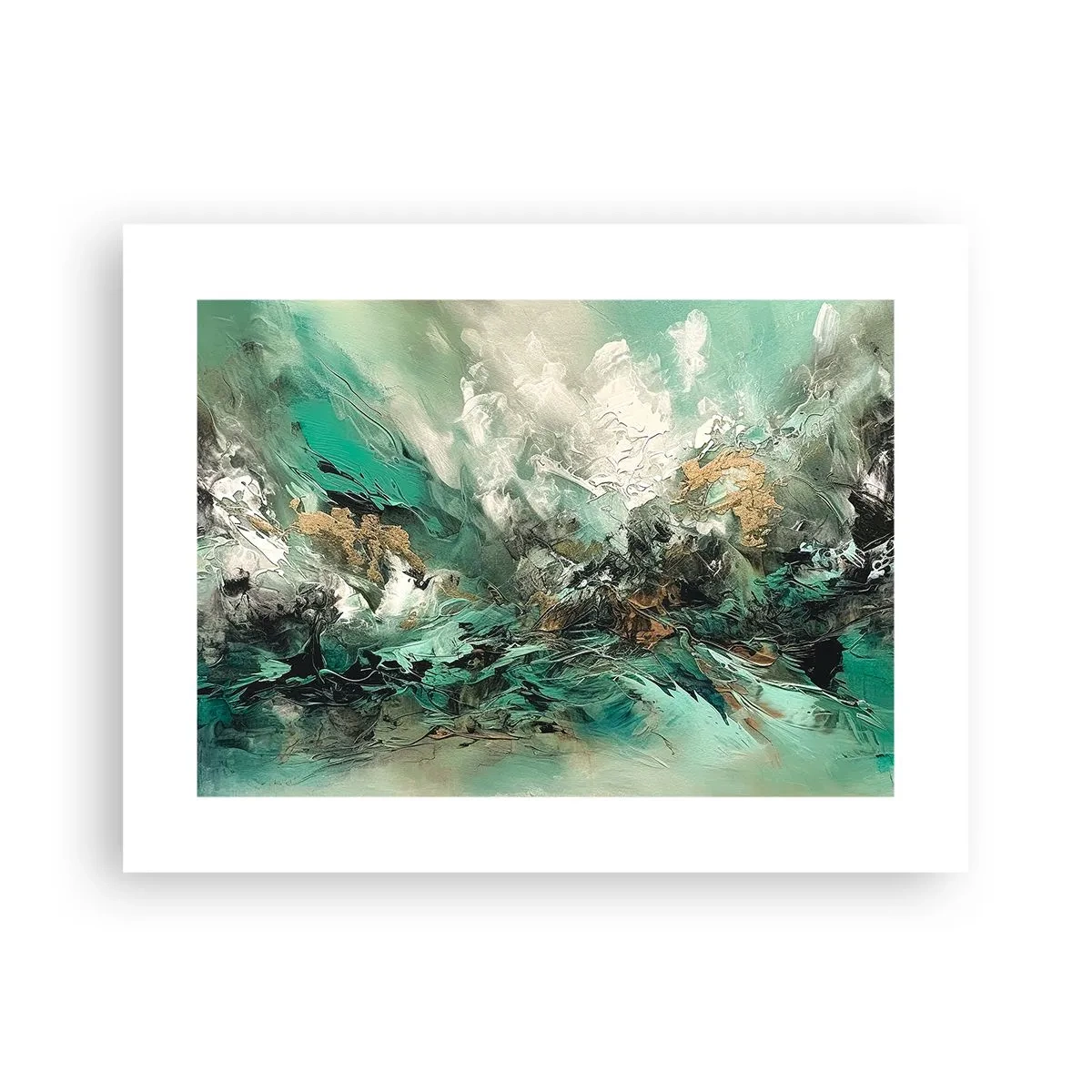Poster - Emerald en zwarte branding - 40x30 cm