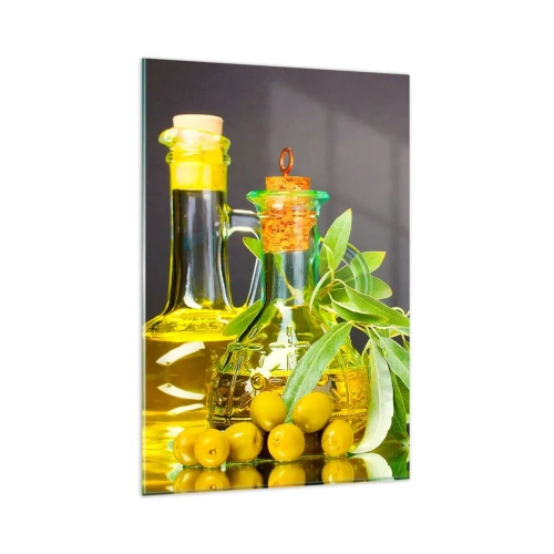 Schilderen op glas - Stilleven met olijven en olijfolie - 80x120 cm