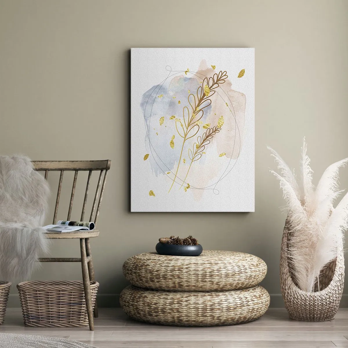 Schilderen op canvas - Gouden explosie - 65x120 cm