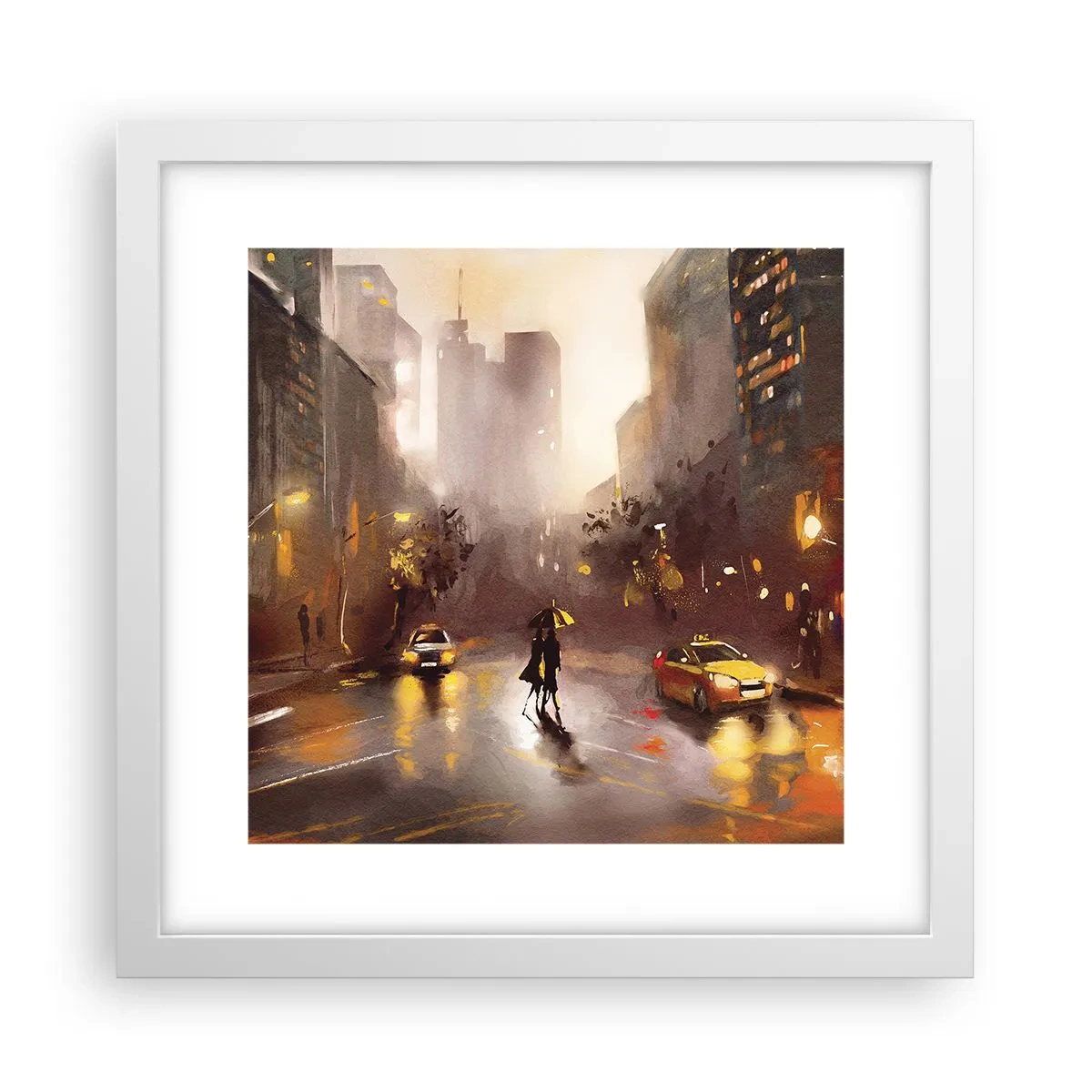 Poster in een witte lijst - In de lichten van New York - 30x30 cm