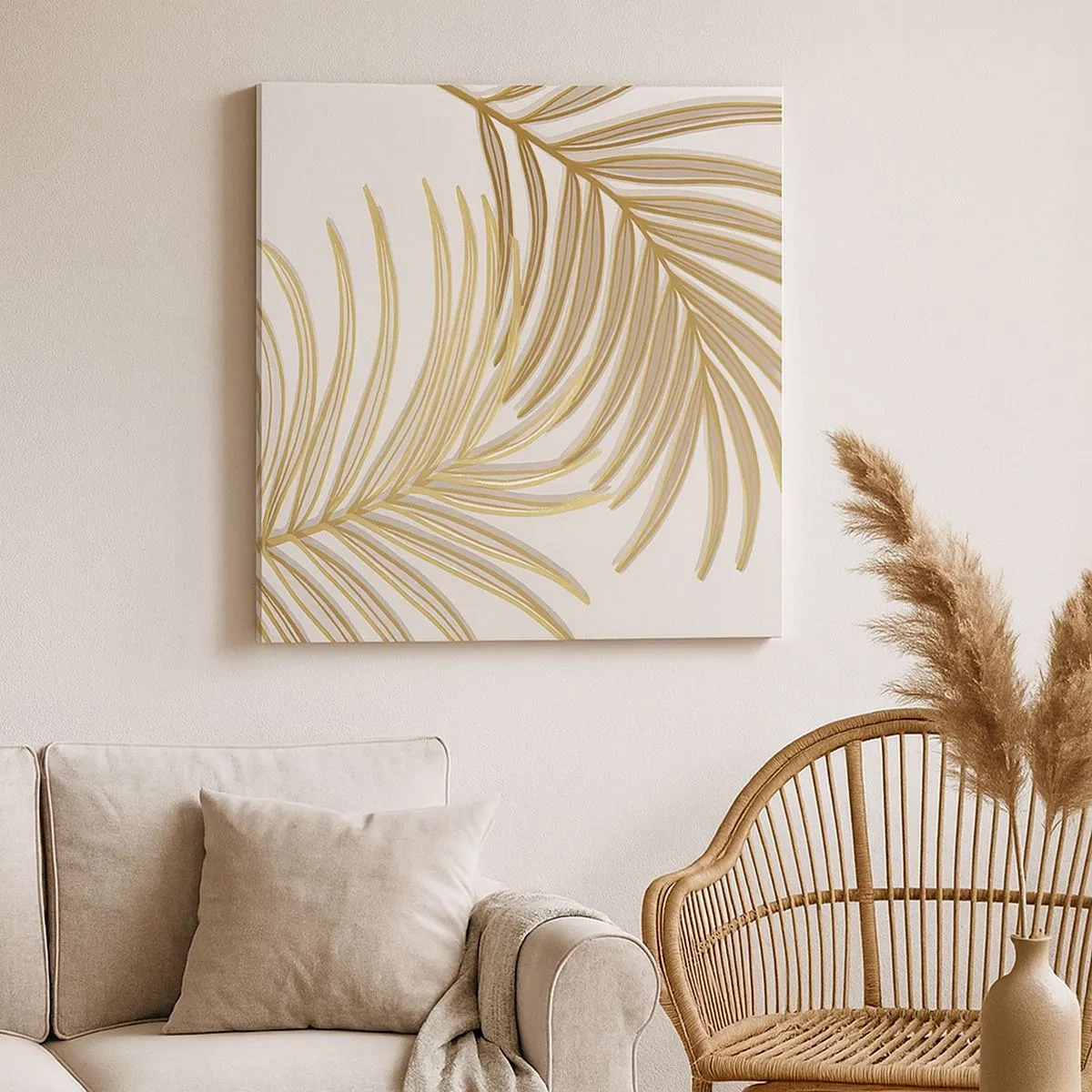 Schilderen op canvas - Gouden Palm! - 30x30 cm