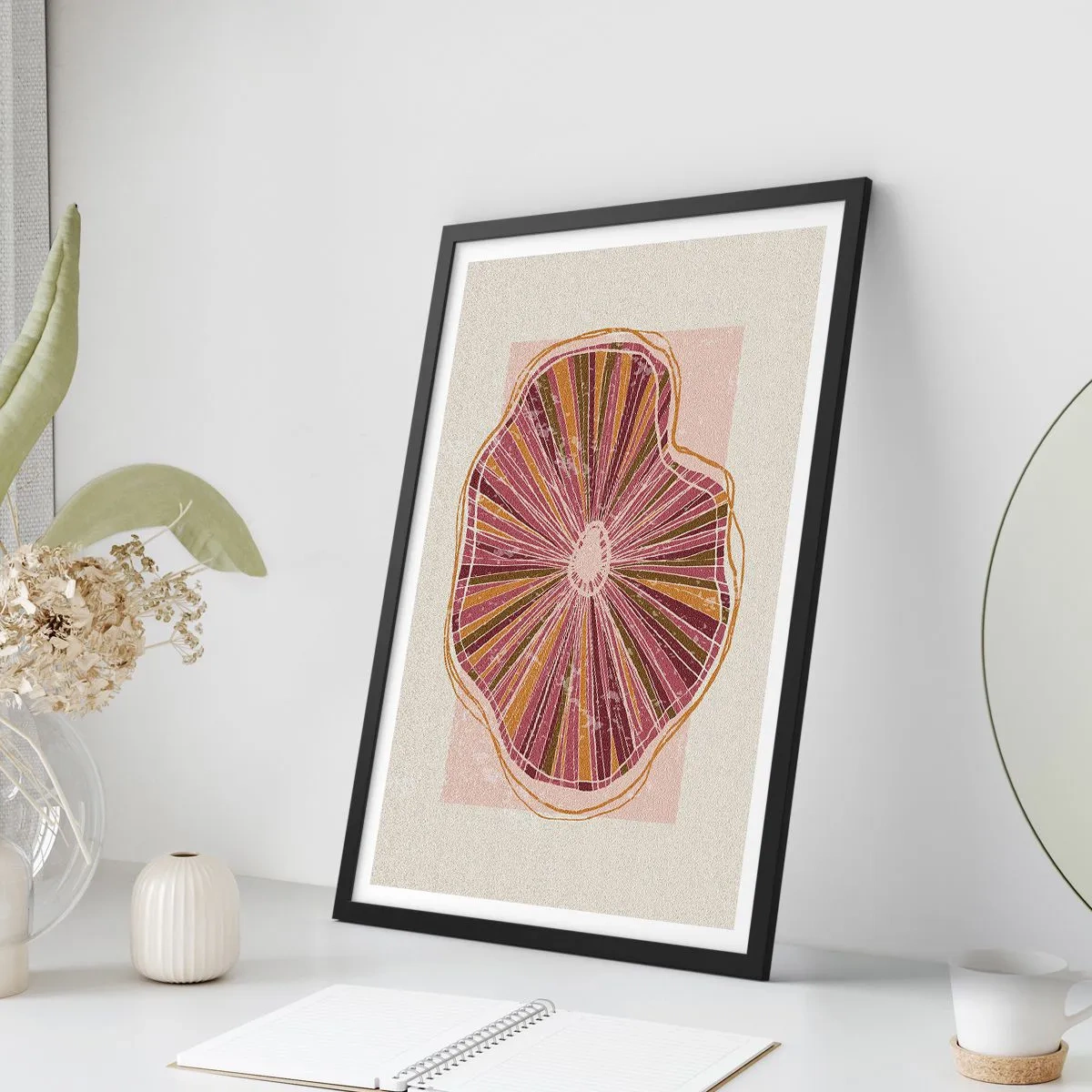 Poster in een zwarte lijst - Stralende abstractie - 70x100 cm