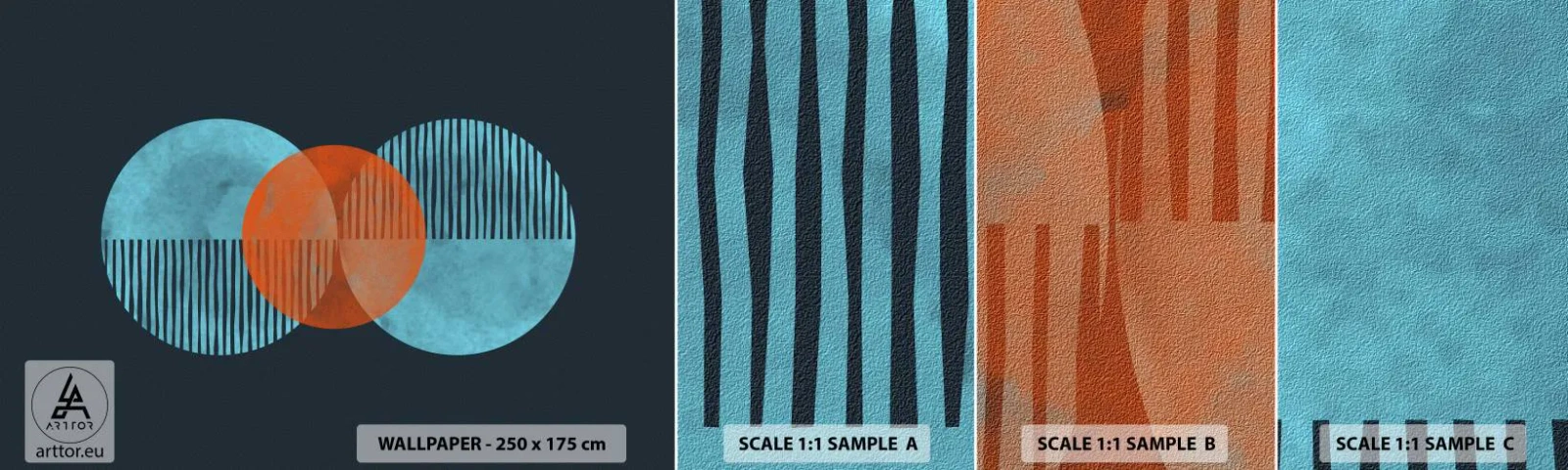 Fotobehang Monster Zelfklevend Deluxe Sticker - Symmetrische compositie - Abstractie, Deel, Geometrisch patroon - 100x30 cm