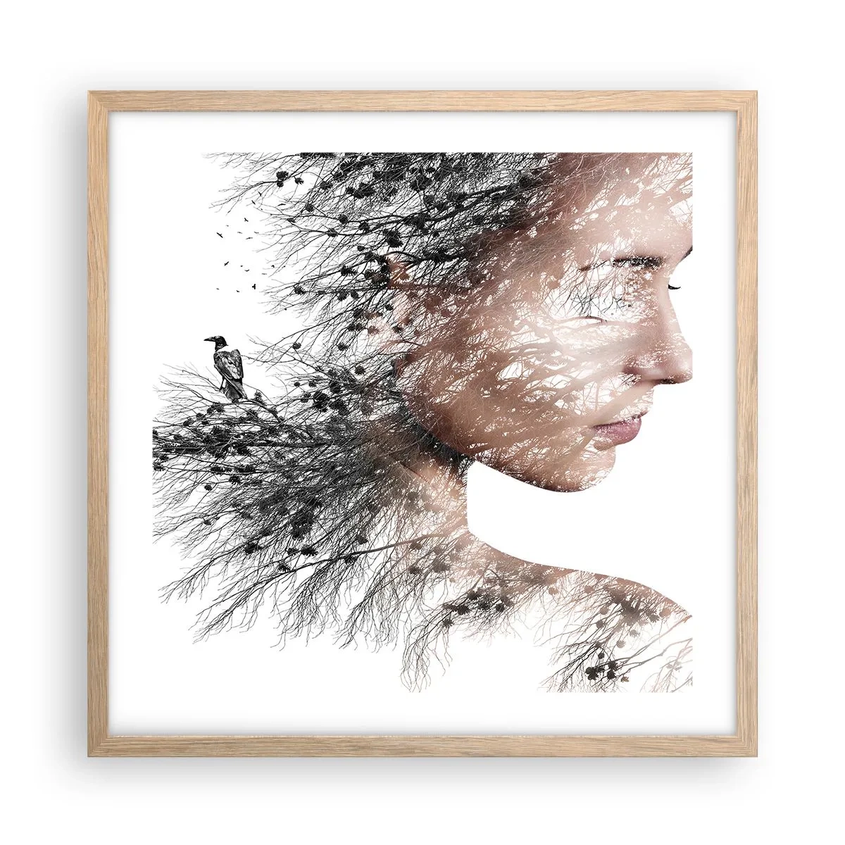 Een poster in een licht eiken lijst - De geest van het bos - 50x50 cm