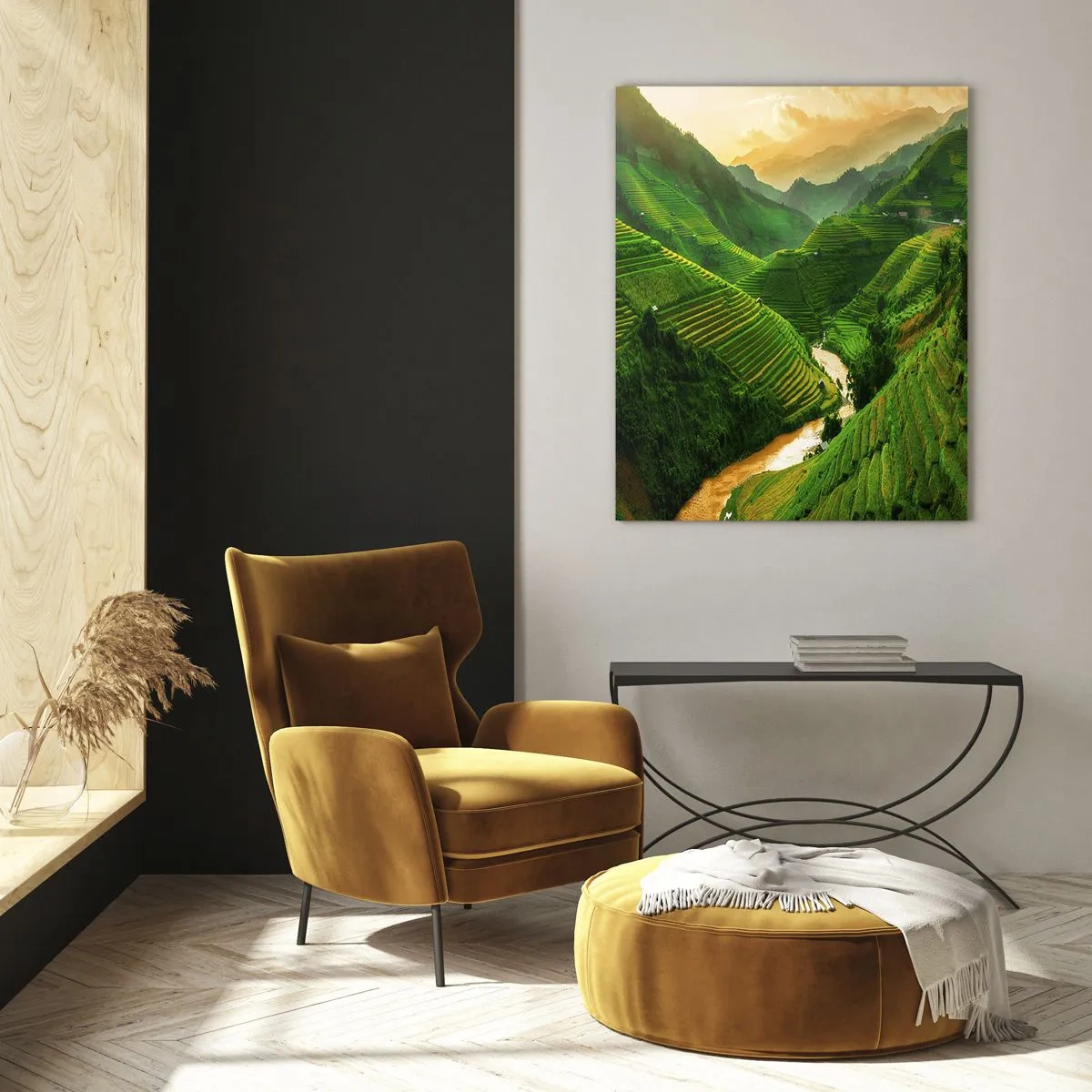 Schilderen op glas - Vietnamese vallei - 50x70 cm