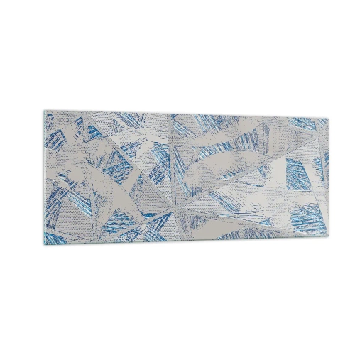 Schilderen op glas - In een blauwgrijs labyrint - 100x40 cm