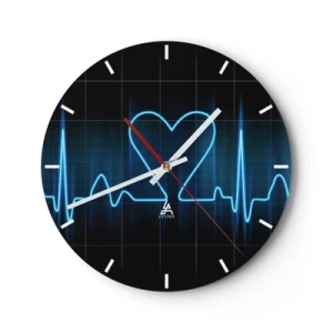 Wandklok - Klok - Hartvormig EKG-lijnmotief op een zwarte achtergrond - 30x30cm - Op het ritme van het hart - Moderne wanddecoratie voor woonkamer, keuken en slaapkamer ARTTOR