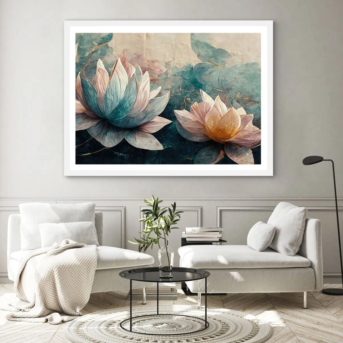 Poster in een witte lijst - Sterren van het meer - 100x70 cm