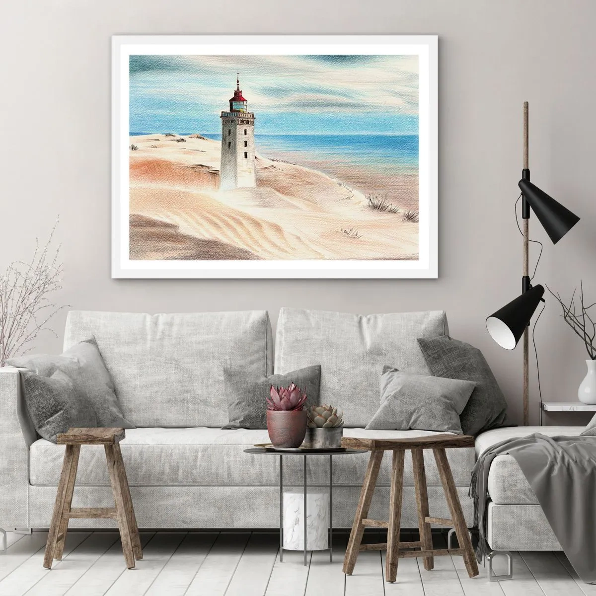 Poster in een witte lijst - Altijd staren naar de zee - 40x30 cm