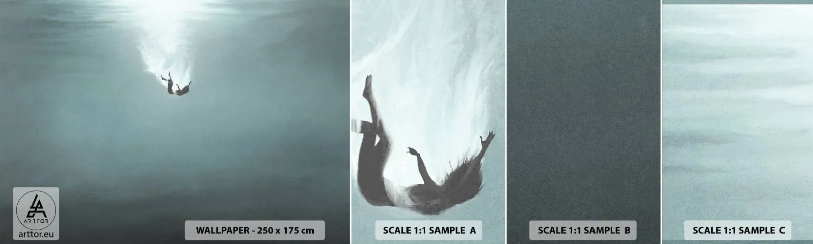 Fotobehang Staaltje Standard Eco - In de armen van de oceaan - Water, Minimalisme, Onderwater - 100x30 cm