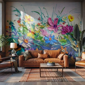 Fotobehang op maat Premium Sand - Helemaal geen stilleven - Bloemen, Boeket bloemen, Tuin