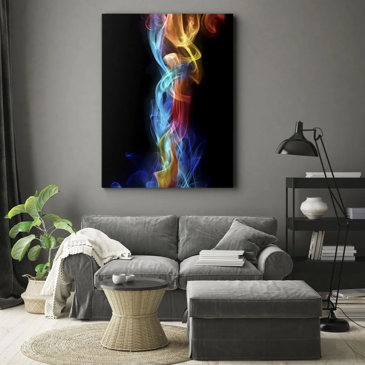 Schilderen op canvas - Regenboogdans van nevels - 70x100 cm