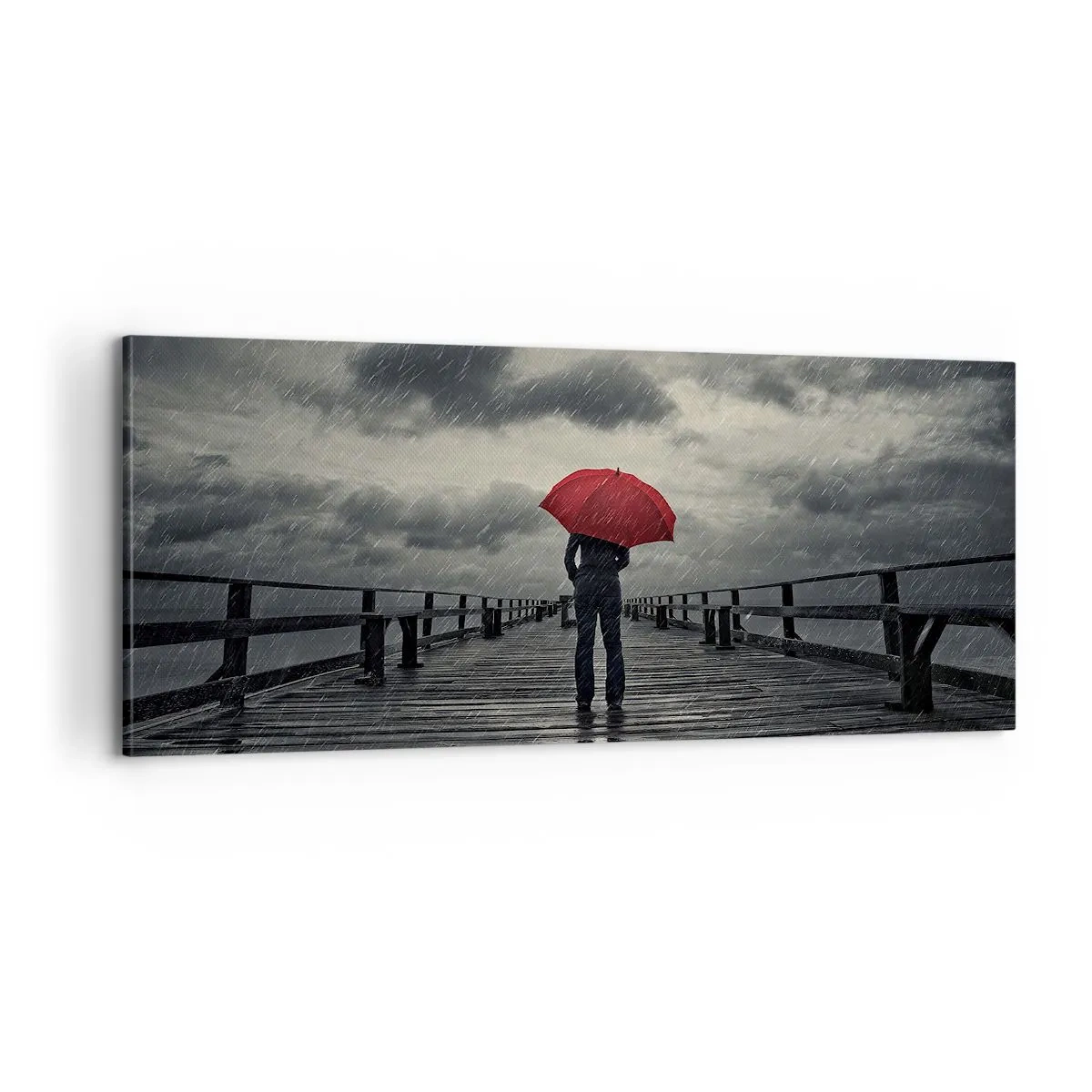 Schilderen op canvas - Het maakt niet uit dat het regent - 100x40 cm