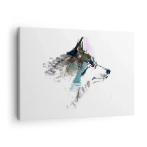 Schilderen op canvas - Aquarelwolf in minimalistische stijl - 70x50cm - Als we het over de duivel hebben - Moderne wanddecoratie voor woonkamer en slaapkamer ARTTOR