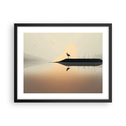 Poster in een zwarte lijst - Heer op het meer - 50x40 cm