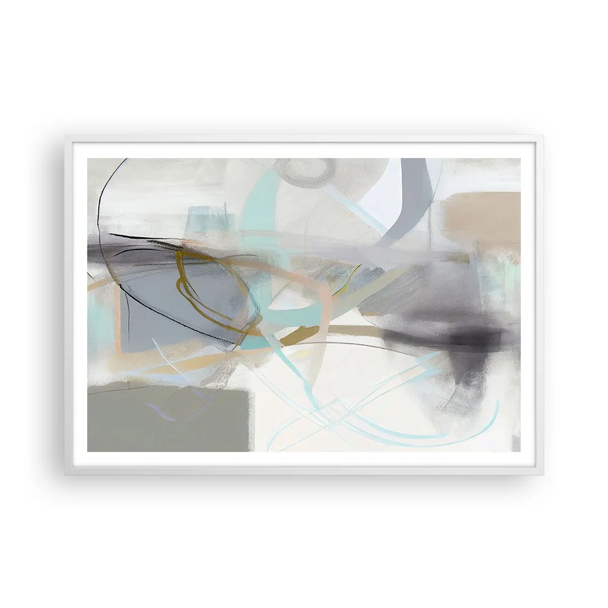 Poster in een witte lijst - Mistige abstractie - 100x70 cm