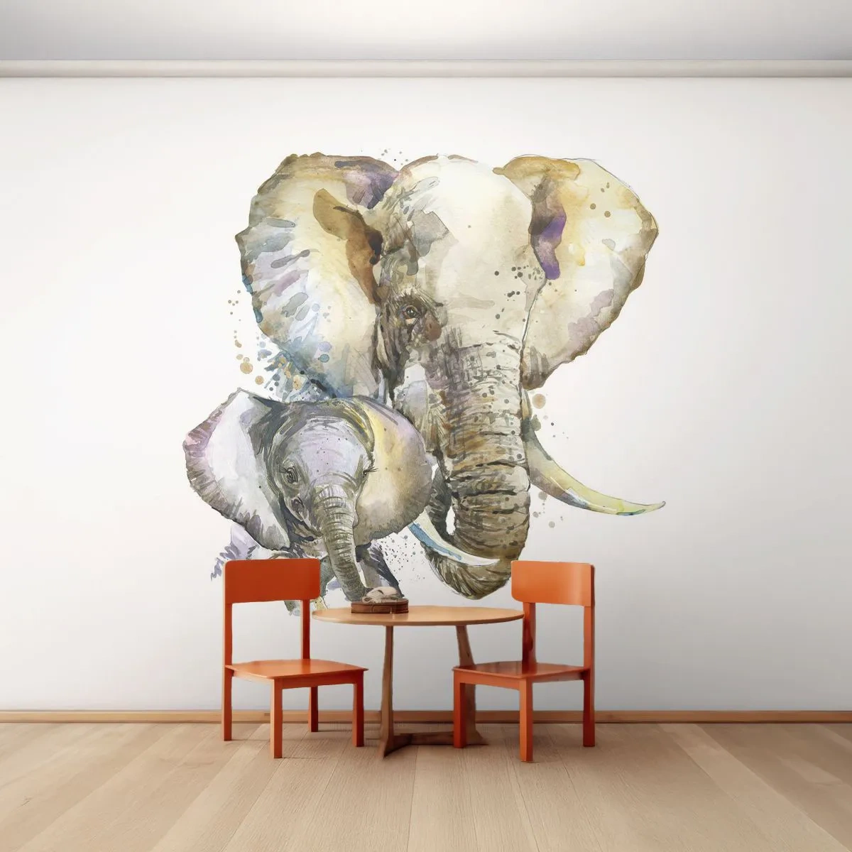 Fotobehang Premium Canvas - Er gaat niets boven mama - Dieren, Olifant, Grafisch - 250x175 cm