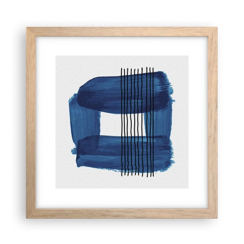 Een poster in een licht eiken lijst - Blauwe en zwarte compositie - 30x30 cm