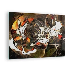 Schilderen op glas - Abstract schilderij met cirkels en dynamische lijnen - 70x50cm - Hoor je het verkeer? - Moderne wanddecoratie voor woonkamer en slaapkamer ARTTOR