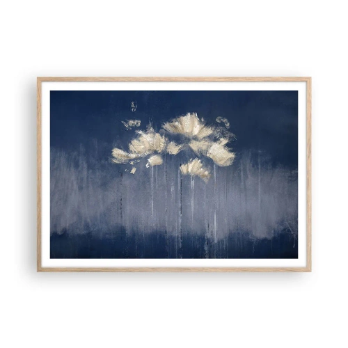 Een poster in een licht eiken lijst - Als bloemblaadjes in de wind - 100x70 cm